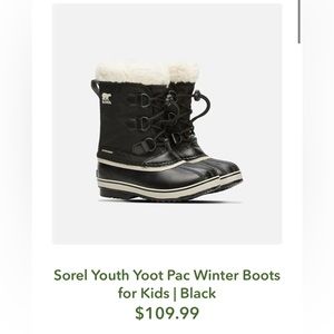 Sorel Youth Yoot Pac Winter Snow Boots for Kids Boy Girl Unisex | Black Size 2